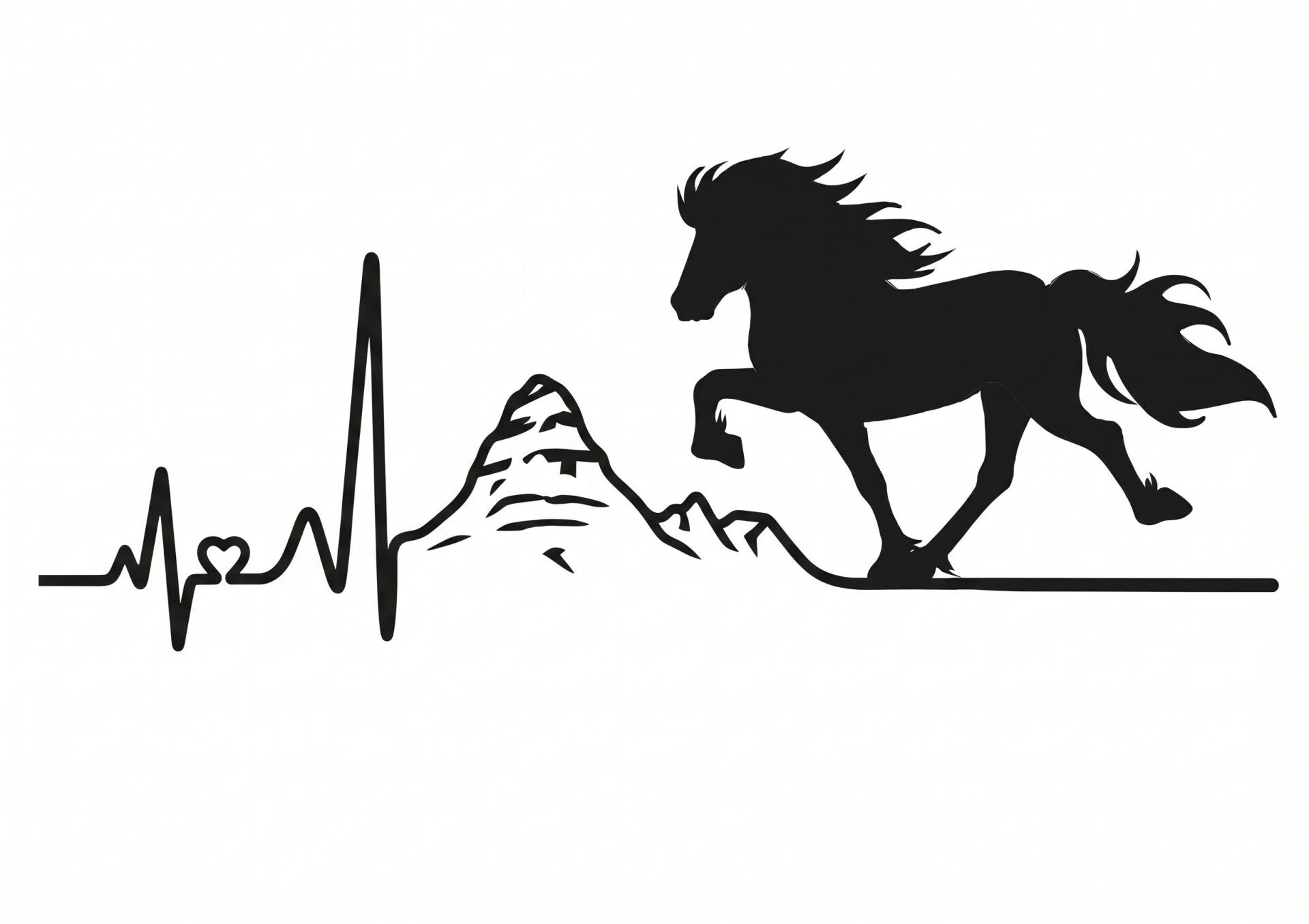 Aufkleber – EKG-Linie mit Islandpferd Tölter
