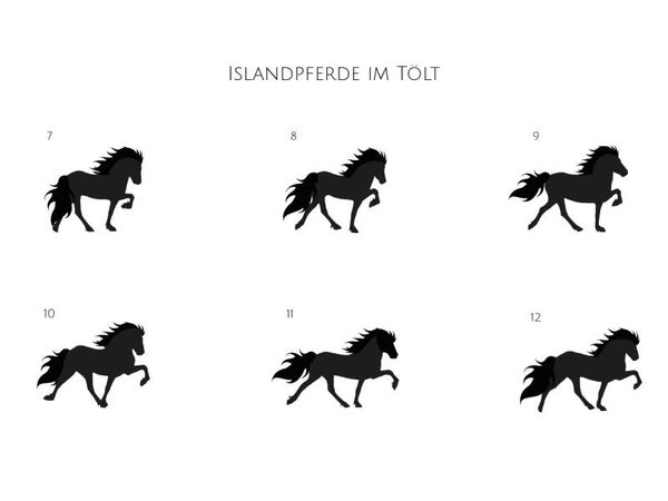 Aufkleber Islandpferd – Tölt-Motivtafel 2 (Motive 7 - 12)