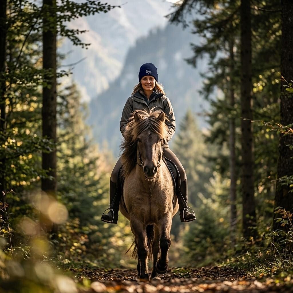 Strickbeanie mit gesticktem Tölter – Der treue Begleiter für alle Islandpferde-Fans