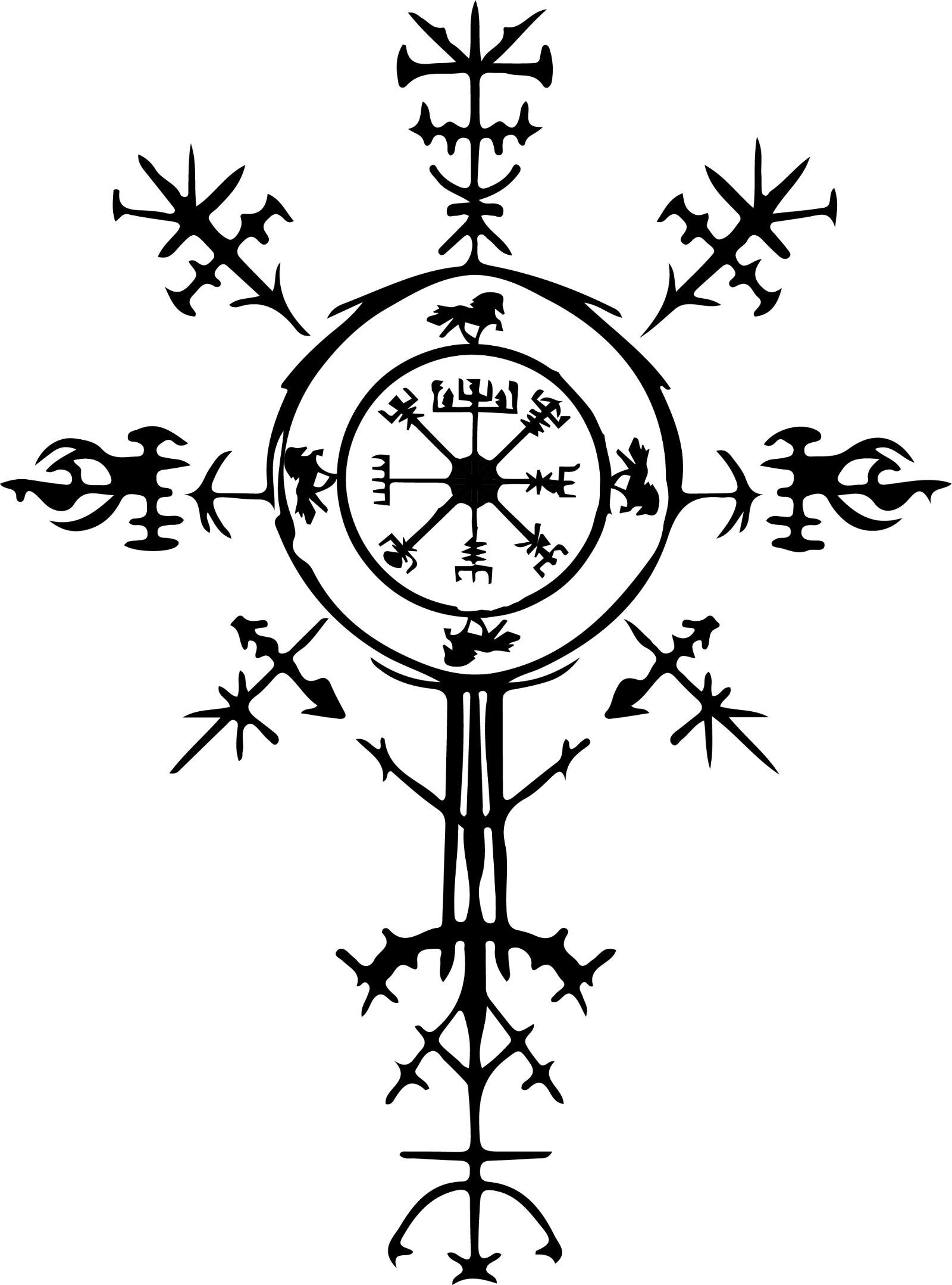 Aufkleber – Vegvísir-Runenkompass mit Islandpferd-Töltern