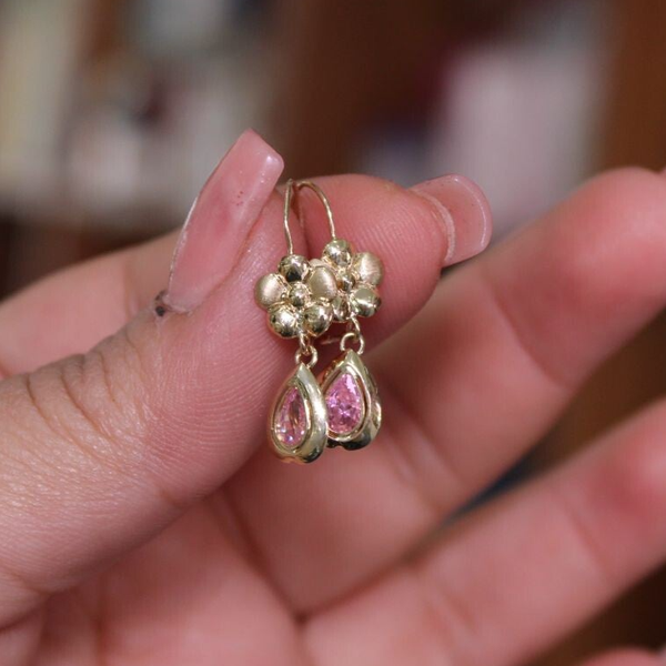 ARETE FLOR GOTA ROSA