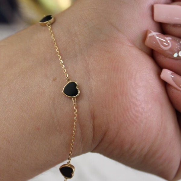 PULSERA CORAZONES NEGROS 0096