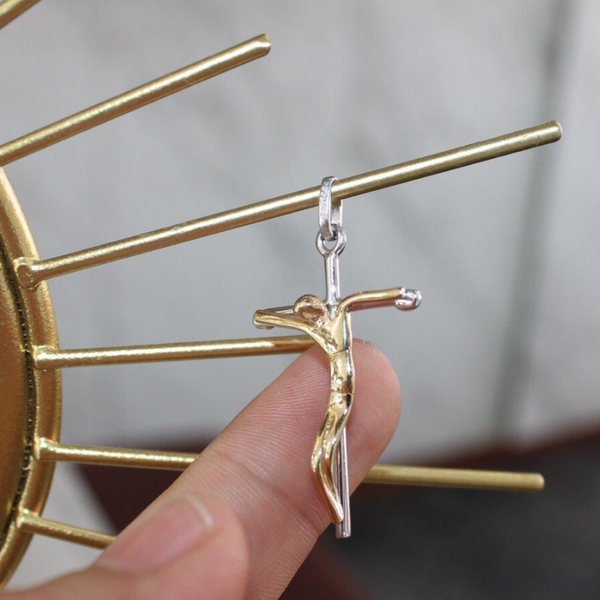 DIJE CRISTO 3D ORO BLANCO