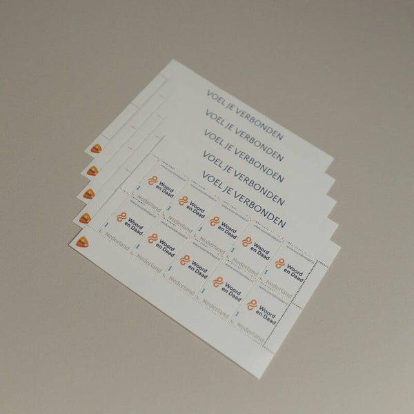 10 postzegels met zelfklevende achterkant - Woord en Daad