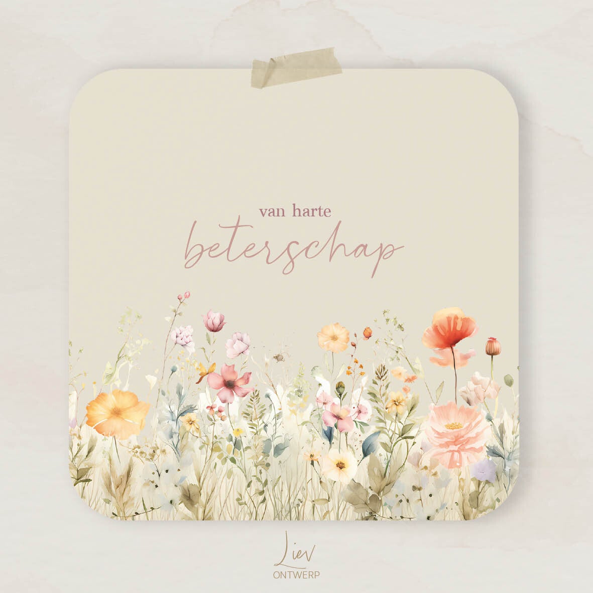 Veldbloemen - Van harte beterschap | Vierkant