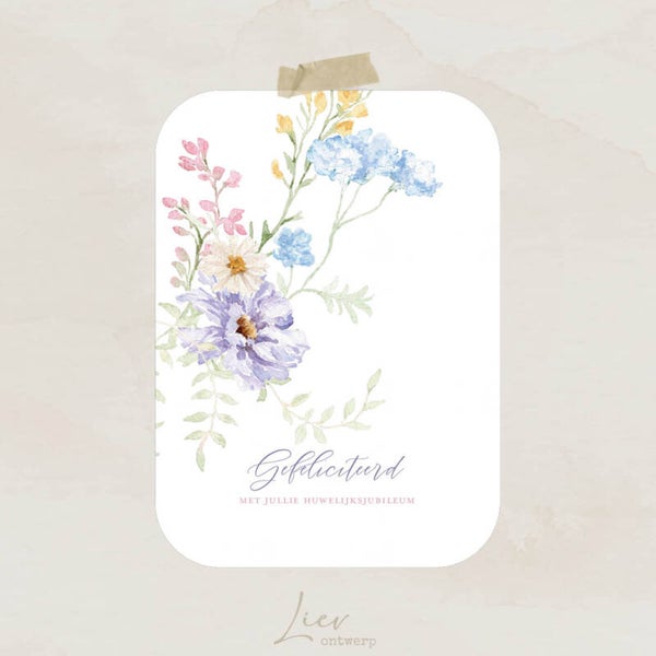 Huwelijksjubileum - Pastel bloemen