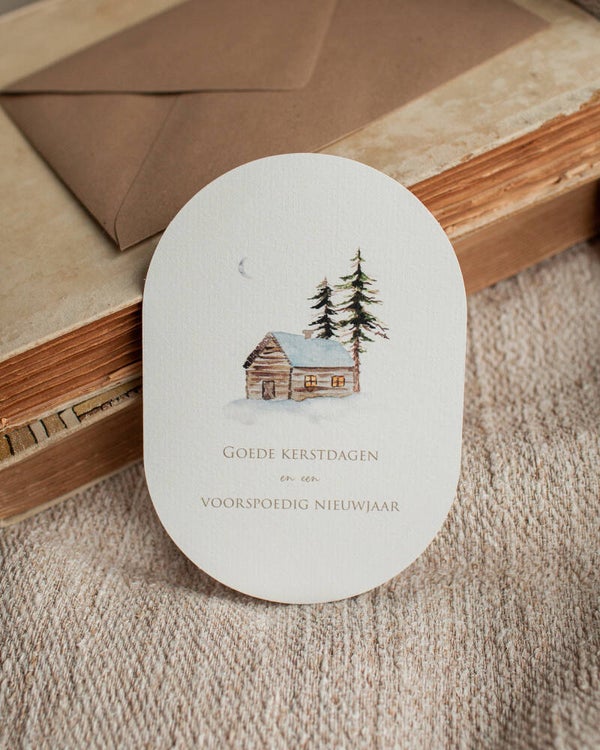 KERSTKAART - Goede kerstdagen en een voorspoedig nieuwjaar | Winterhuisje