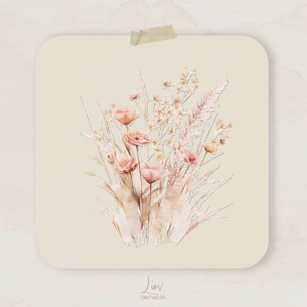 Veldbloemen zalm | Vierkant