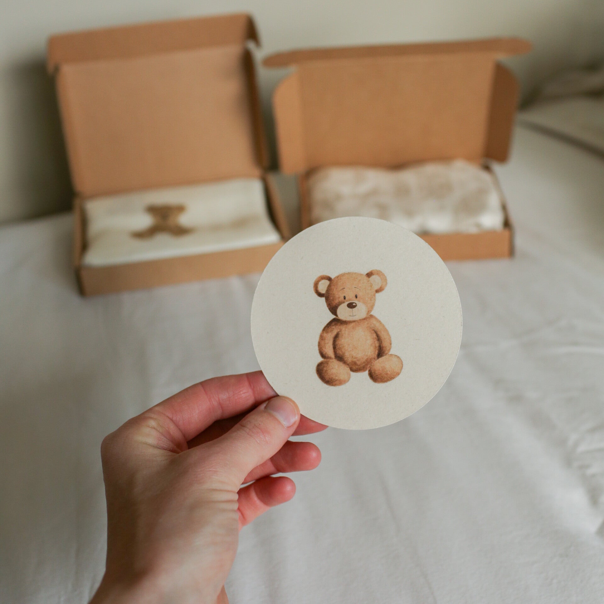 Ronde kaart met teddybeer