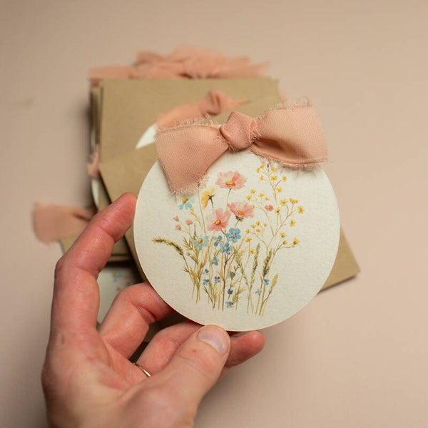 Pluktuin - Ronde kaart met lint - Zalm