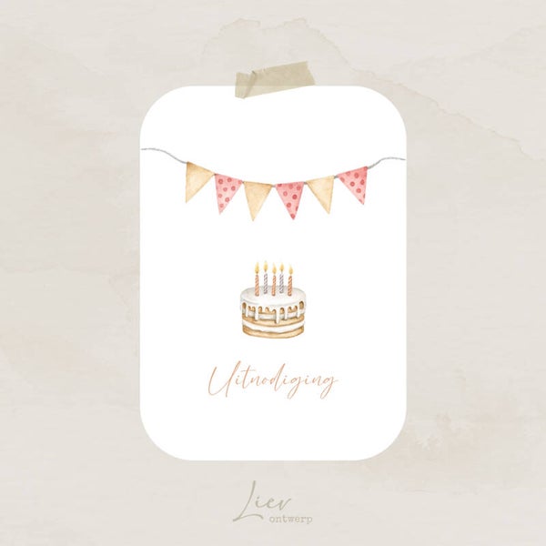 Uitnodiging - Taart met slinger