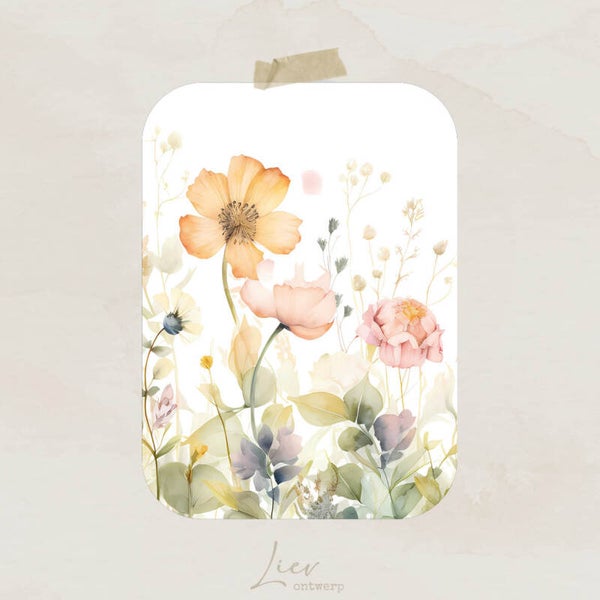Pastel bloemenveld (A6)