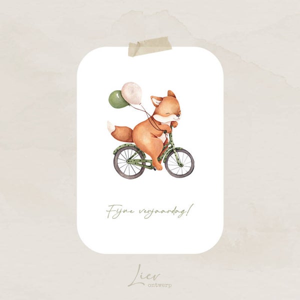 Vosje op fiets - Fijne verjaardag! (A6)