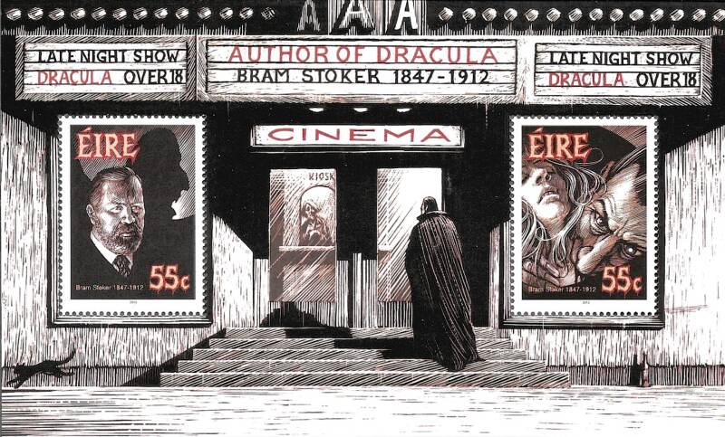 feuillet philatélique Dracula au cinéma centenaire mort de Bram Stoker Irlande  19 avril 2012