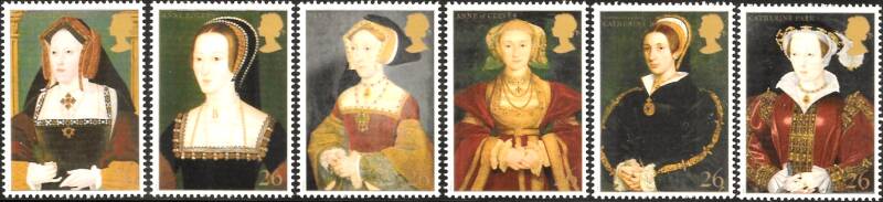 timbres royauté Angleterre 1997 Épouses henri VIII portraits