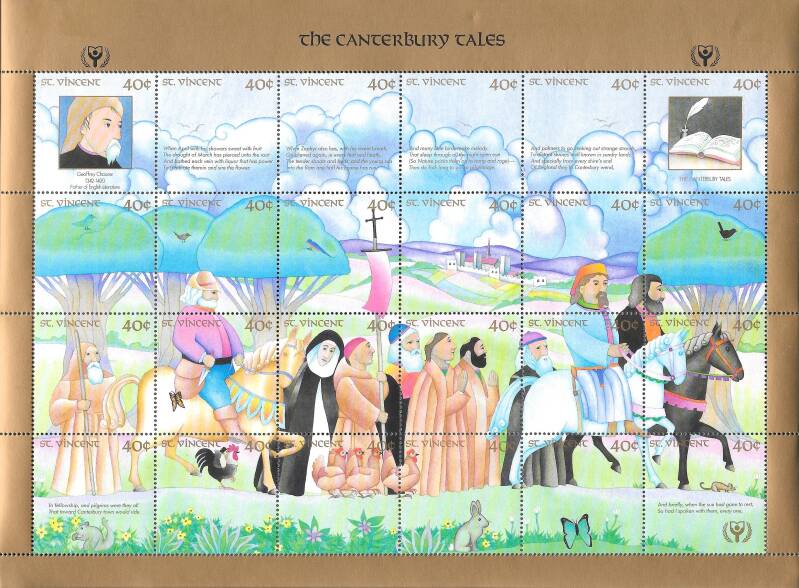 Feuillet souvenir Les contes de Cantorbéry St-Vincent 12 décembre 1990