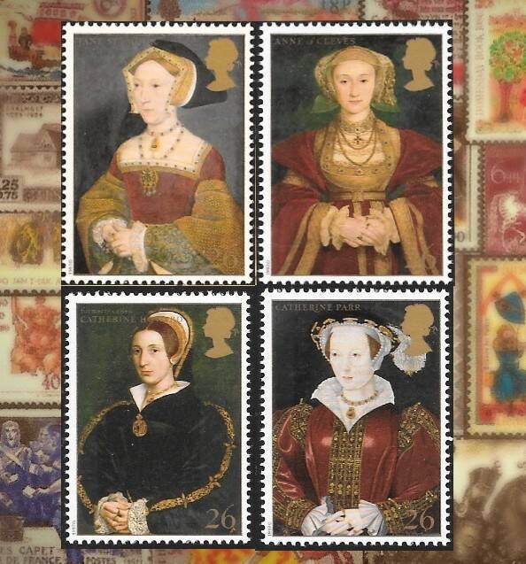 timbres royauté Angleterre 1997 Épouses henri VIII portraits