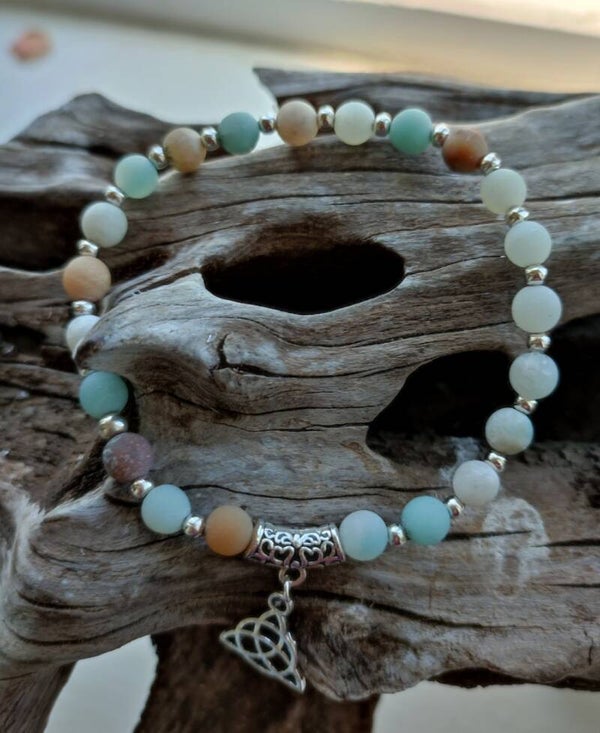 Frosted Amazonite Bracelet - Triquetra