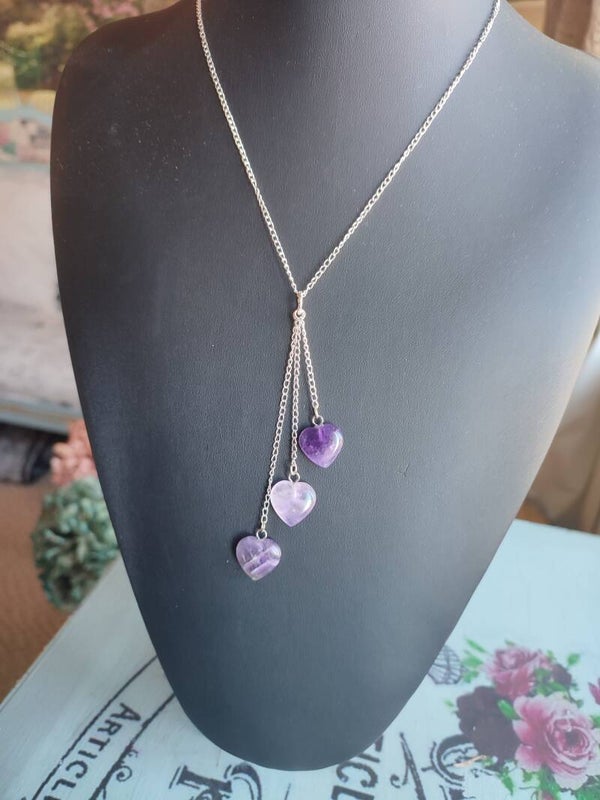 Tripple Heart Natural Stone Necklace