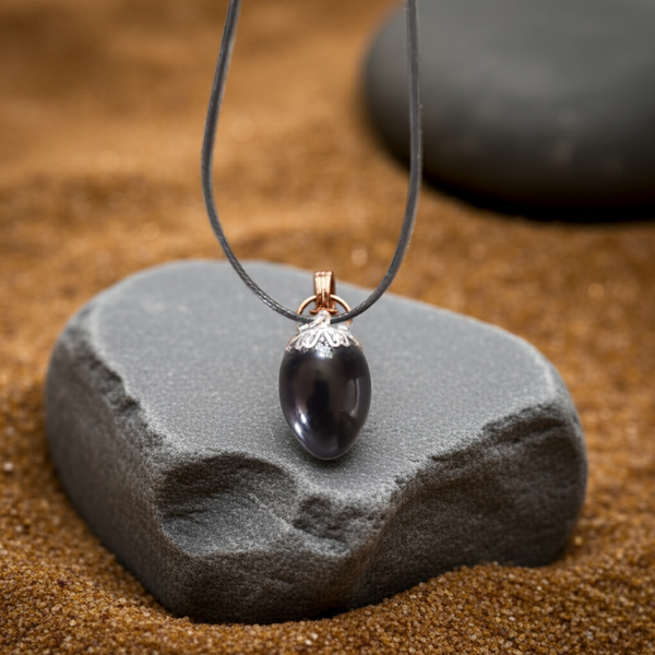 Black Tourmaline Egg Pendant
