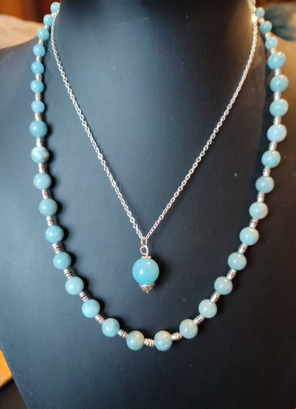 Blue Chalcedony Double Necklace