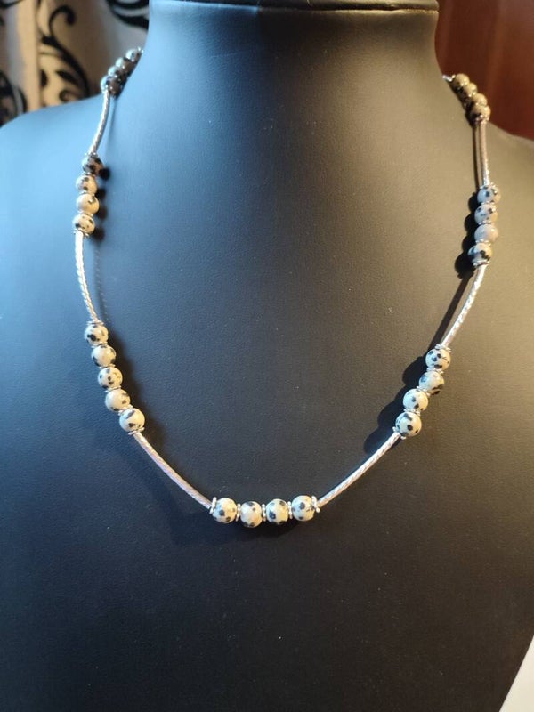Dalmation Stone Necklace & Bracelet Set