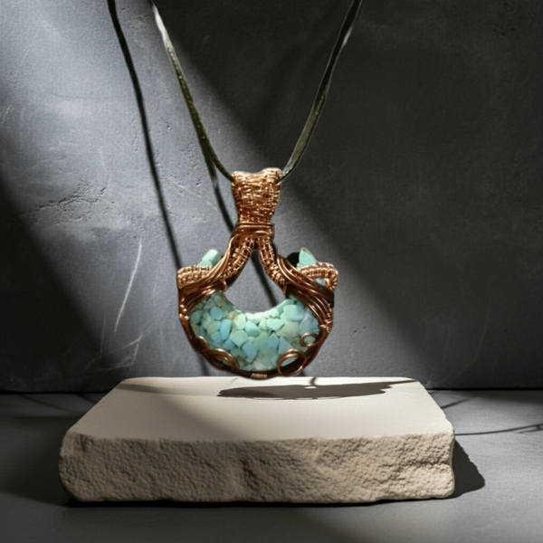 Turquoise Wire Wrapped Crescent Moon