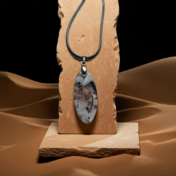 Rainbow Moonstone & Copper Simple Pendant