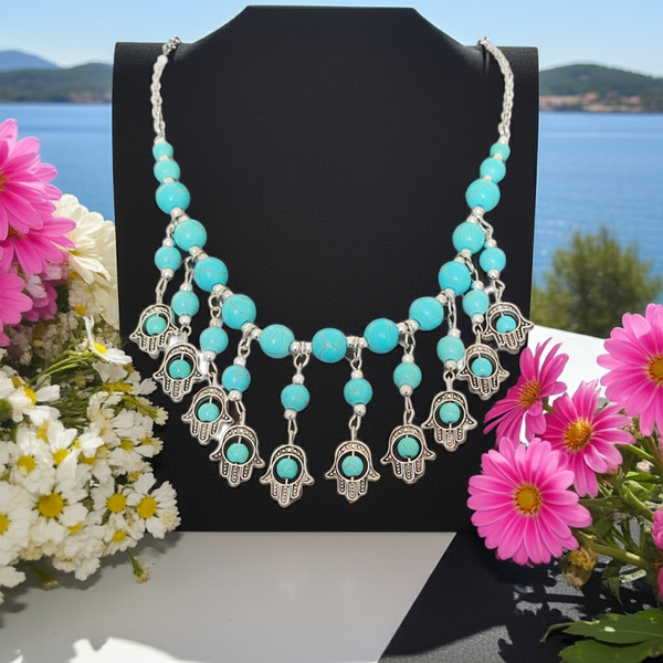Turquoise Howlite Hamsa Pendant