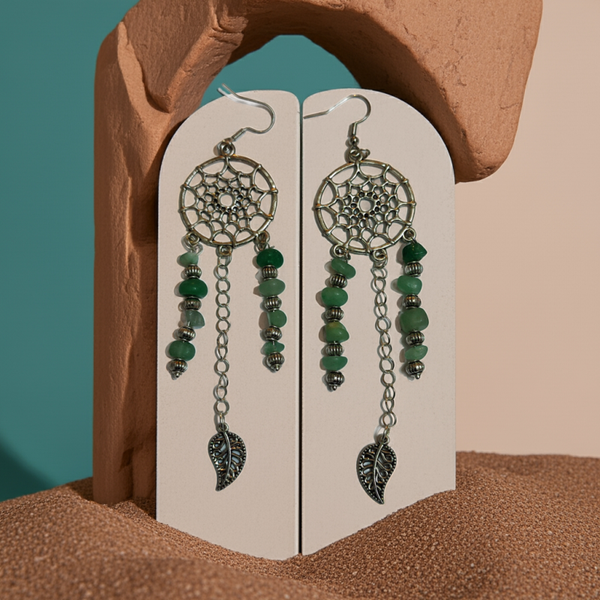 Green Adventurine Dreamcatcher Earrings