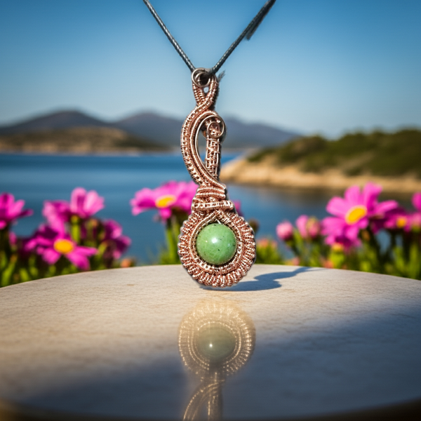 Nephrite Jade Wire-wrapped pendant