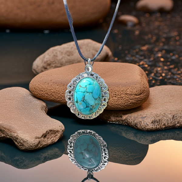 Turquoise Howlite Filigree Pendant