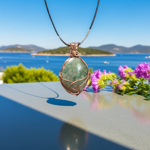 Green Adventurine Wire-Wrapped Pendant