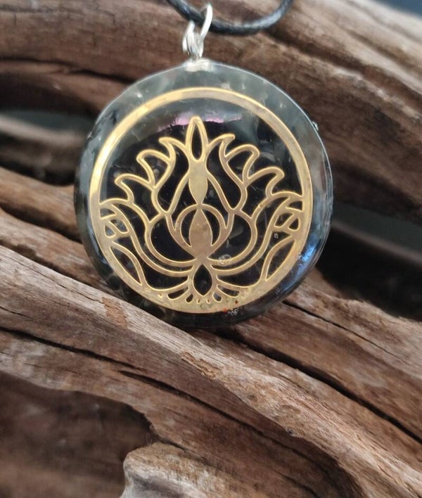 Black Onyx Lotus Pendant