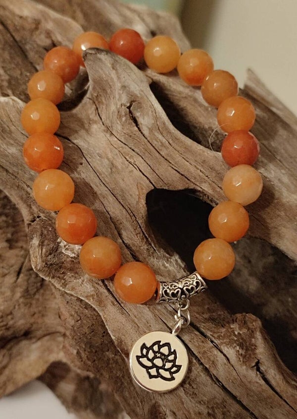 Facetted Carnelian Bracelet (10mm beads)