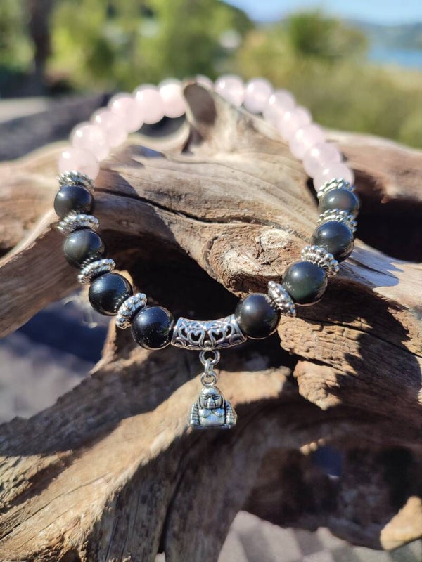 Rose Quartz & Black Onyx Bracelet 8mm