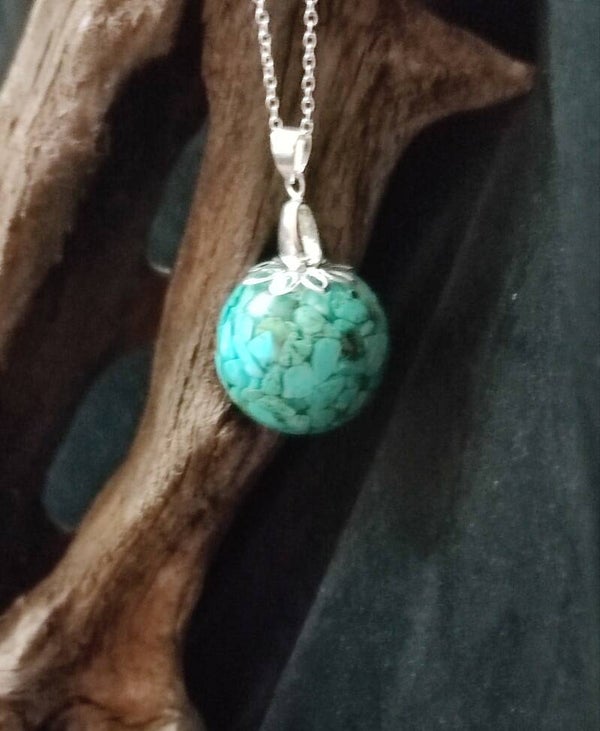 Turquoise Howlite Globe Pendant