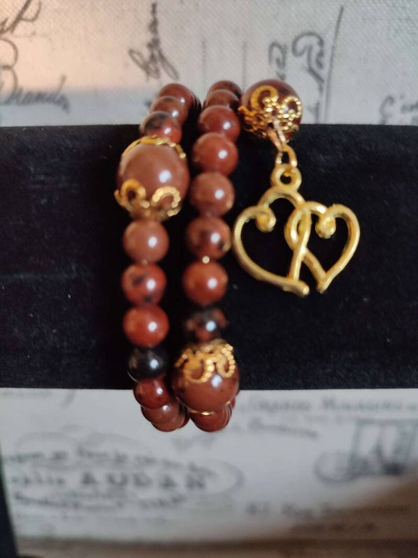 Dark Red Sesame Jasper Wrap Bracelet