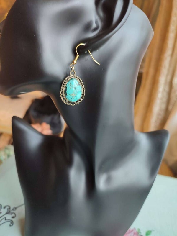 Turquoise & Brass Boho Earrings