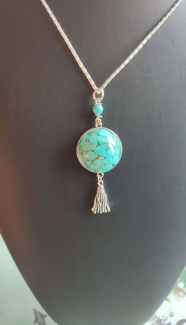 Turquoise Howlite Tassel Necklace