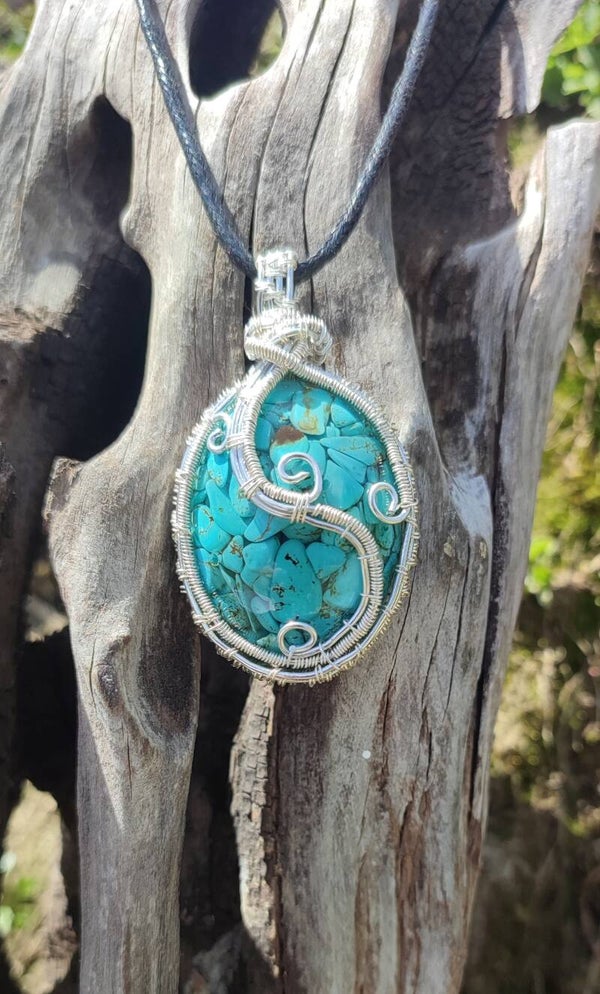 Turquoise Wire-wrapped Pendant