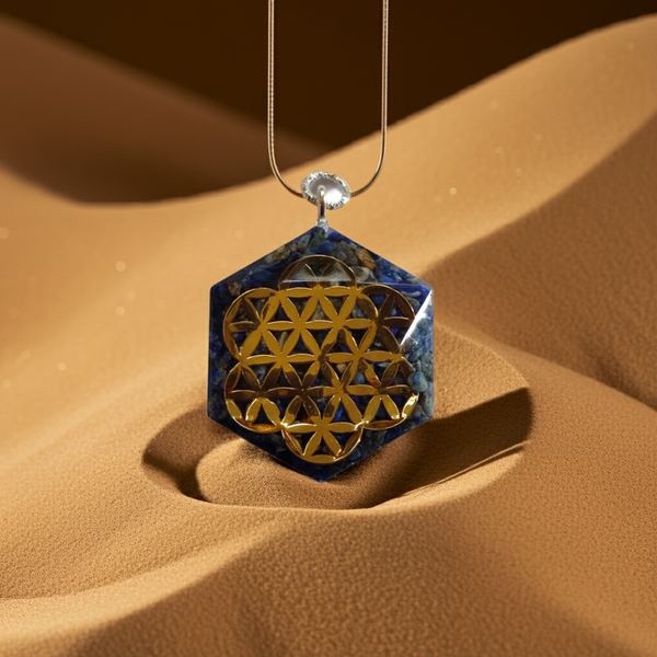 Lapis Lazuli Flower of Life Pendant