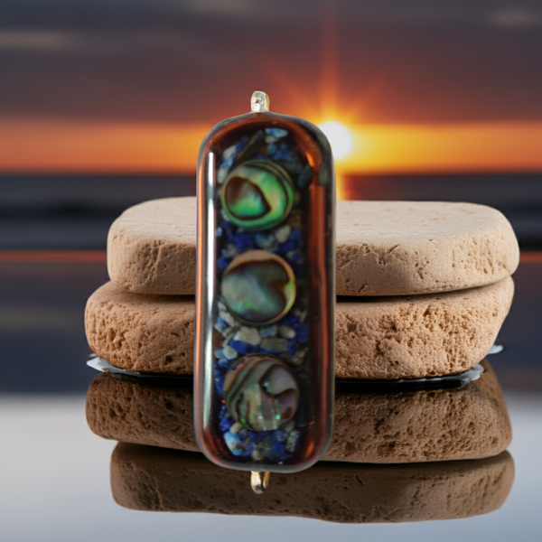 Lapis Lazuli, Paua Shell & Copper Pendant