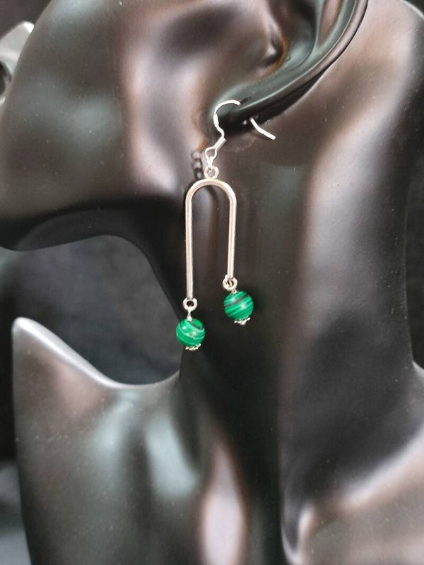 Malachite Bead Earrings