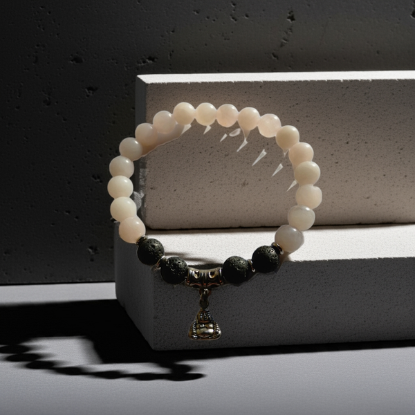Rose Quartz & Lava 8mm Bracelet