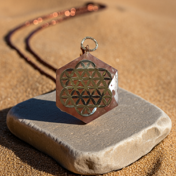 Rose Quartz Flower of Life Pendant