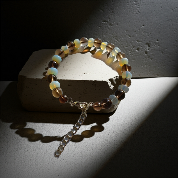 Smokey Quartz & Opalite Adjustable Bracelet