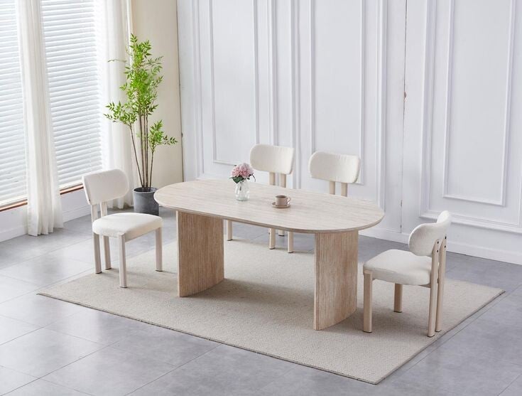 Table à Manger Joséphine – Effet Travertin – Plateau Céramique Anti-Rayure – 180 cm