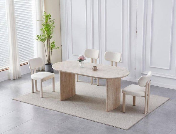 Table à Manger Joséphine – Effet Travertin – Plateau Céramique Anti-Rayure – 180 cm
