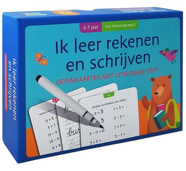 Ik leer rekenen en schrijven -Oefenkaarten met uitwisbare stift
